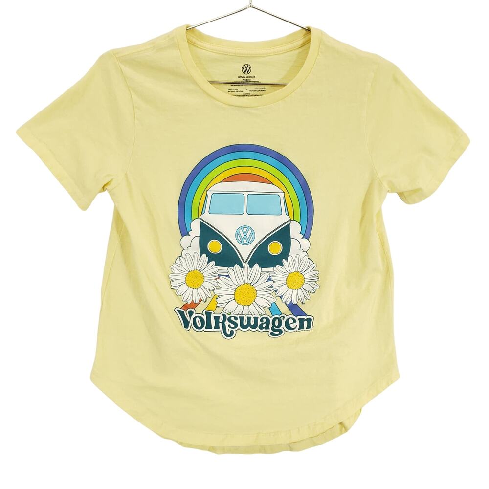 Volkswagen T Shirt Girls Large Yellow Daisy Volkswagen Bus Rainbow Official Tee